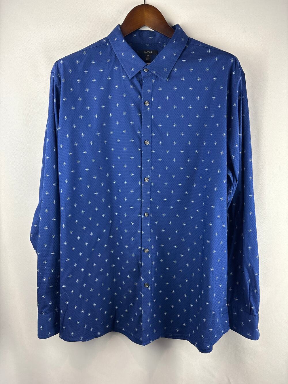 Men’s Alfani XXL Royal Blue Patterned Button Down